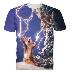 "Cat Attack" 3D Printed Mens T Shirt
